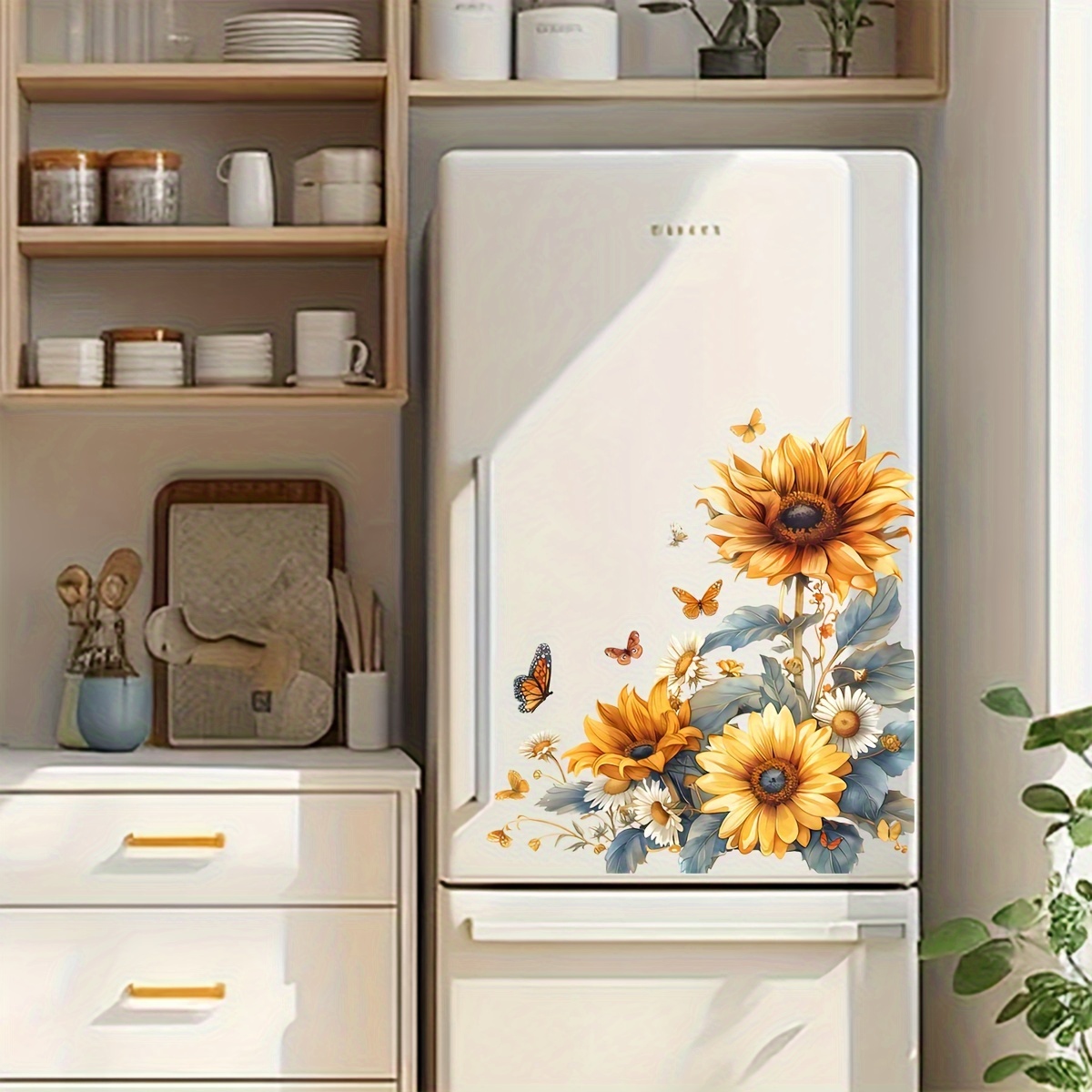 

Sunflower & Butterfly Waterproof Pvc Fridge Magnet - Home Decor, Living Room, Bedroom, Dorms