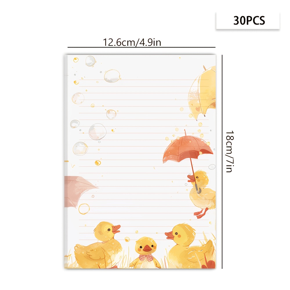 TEMU 30 Stück Herbst-Entlein-Schreibpapier, einzigartig gestaltetes schönes Briefpapier, Party-Briefpapier, Gästebuch für Freundschaft, Notizzettel,