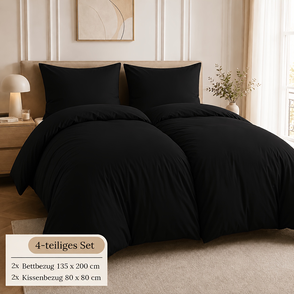 Image of 4pcs Cotton Duvet Cover Set 135x200, 2 Twin Size Duvet Covers And 2 Pillow Shams, Cotton Bedding, Friendly Breathable Bed Linen Set For , Bedding For Home Dorm