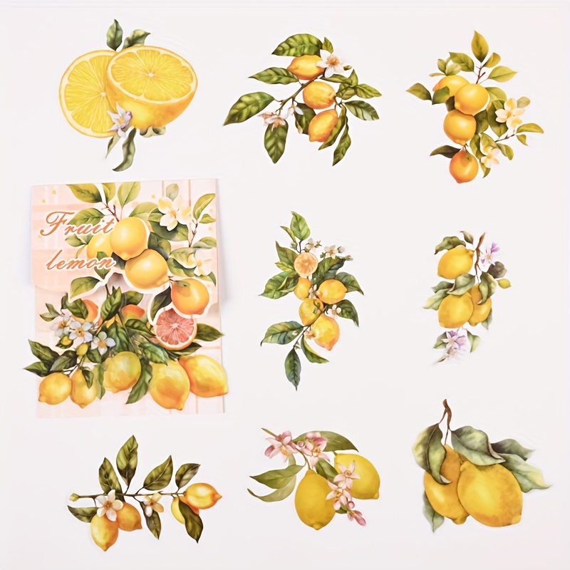 12pcs Non-repeating Lemon Material Decoration Washi Stickers Pet Transparent Material Small Stickers Suitable For Album Scrapbooking Journal Mug Decoration Etc