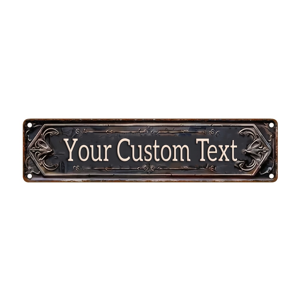 TEMU Panneau de rue vintage personnalisable en métal - Texte personnalisé avec motif floral , décoration murale rétro pour usage intérieur/extérieur,