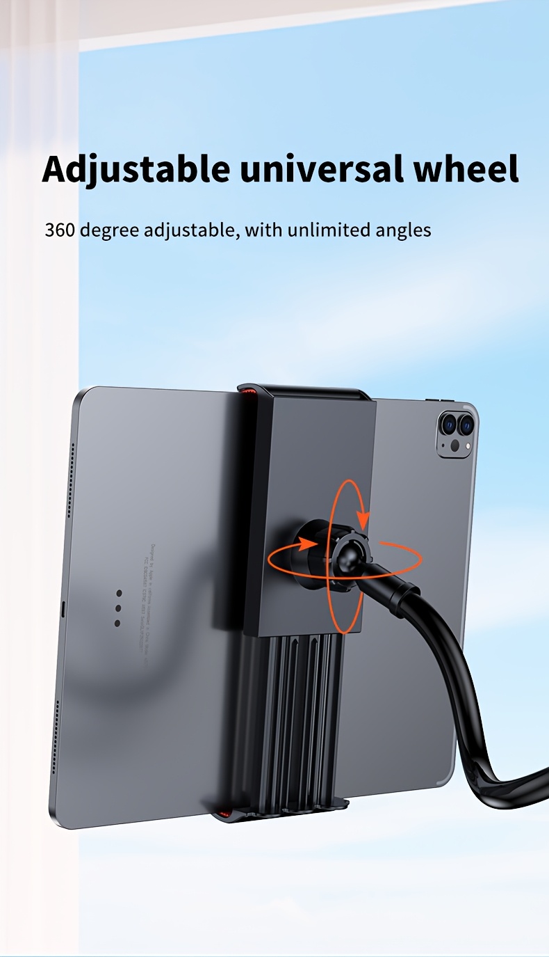 Support universel rotatif à 360 degrés de haute qualité pour tablette et téléphone avec base spirale réglable, support flexible pour utilisation sur bureau et lit - Appareil mains libres compatible avec téléphones et tablettes, idéal pour la maison et la voiture