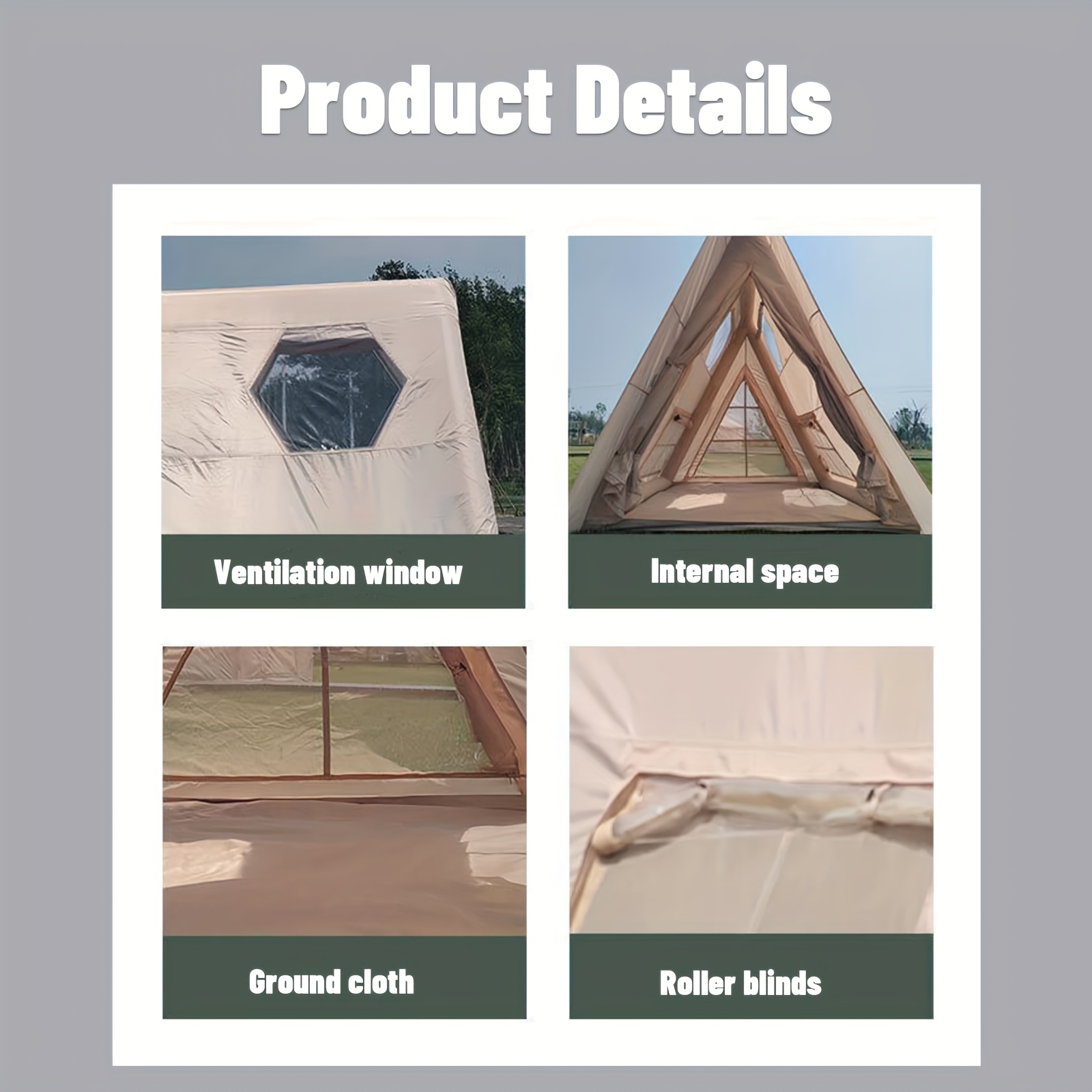 PAKICETUS 6-Person Inflatable Family Camping Tent with Wind-Resistant Triangular Structure & All-Weather Stability - Easy Setup, Spacious Floor Area, Clear Window Panels & Ventilation System, Portable Storage Bag Included, Durable & Sturdy Frame for Year-Round Use, Ideal for Family Camping, Hiking, Backpacking - Beige/Gray Color Options Available (Ideal for 6-Person Groups)