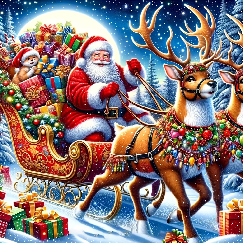 

Santa Claus 5d Diamond Painting Kit For Adults - Full Drill Round Rhinestone Art & Craft Set, Perfect For Home Wall Decor