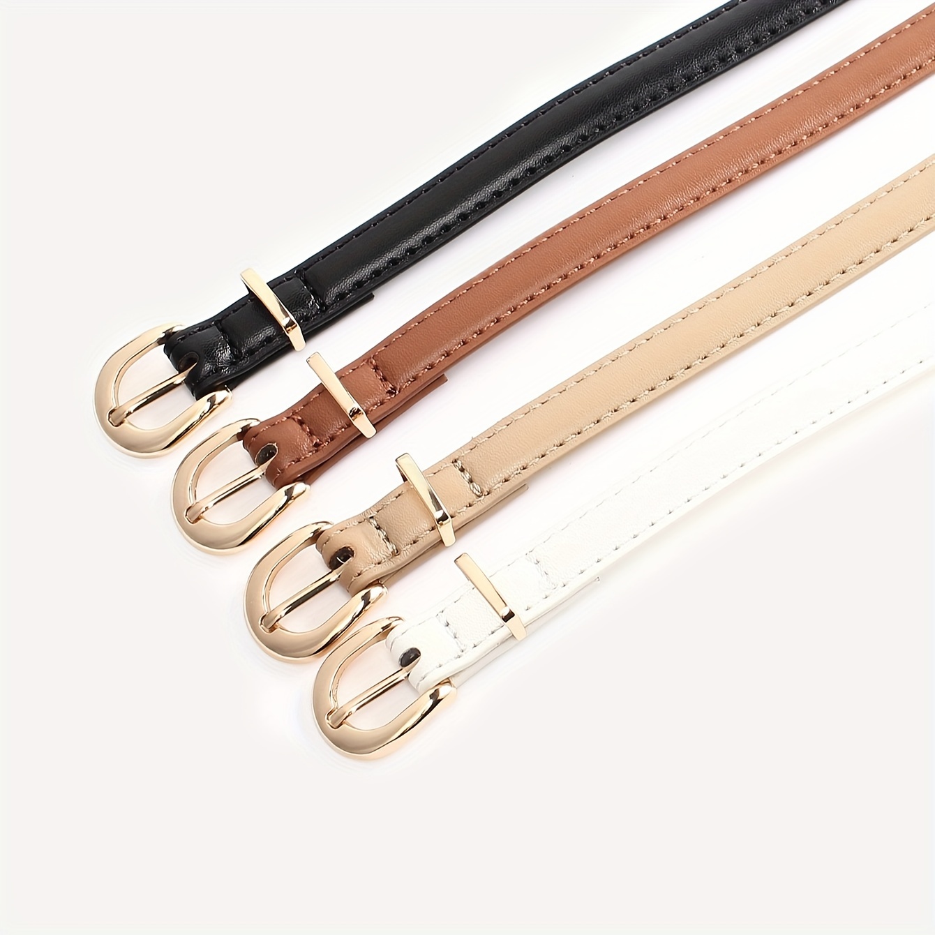 men's skinny leather belt thin waist belt golden Temu Oman