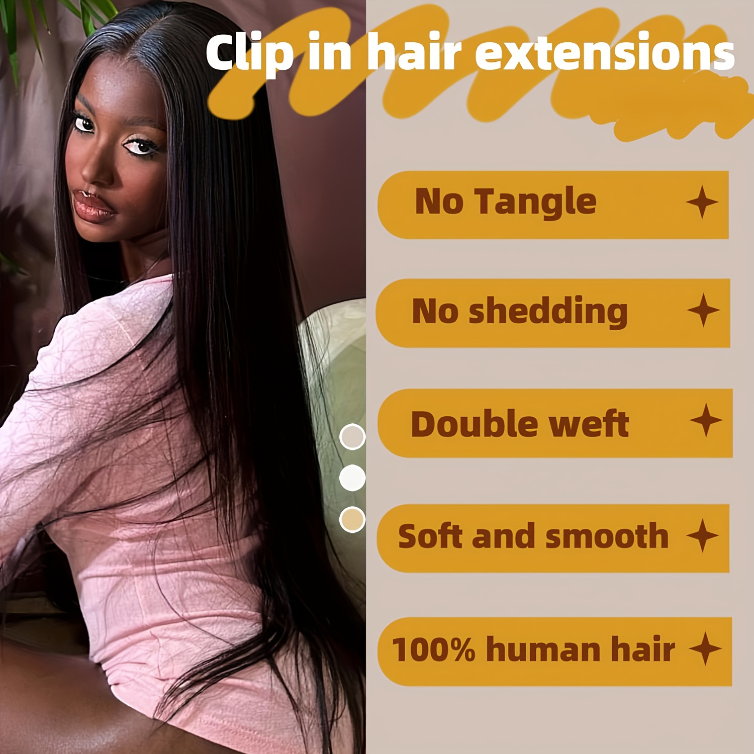 Clip In Hair Extensions Real Human Hair Straight Hair 18 Temu