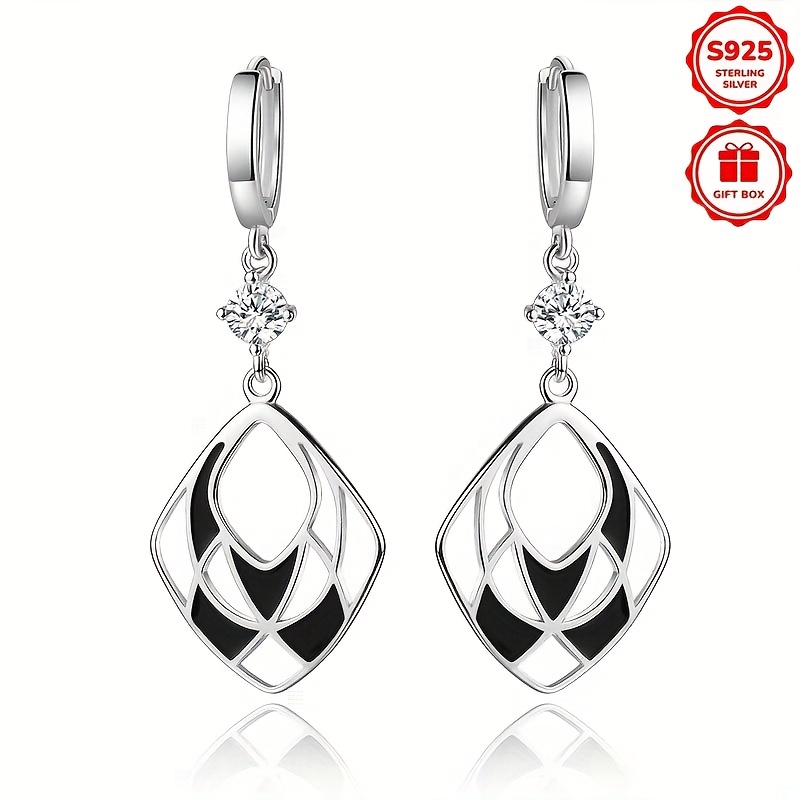 Image of 925 Sterling Silver Shimmering Versatile High-end Ear Studs Easy, Elegant, And Fashionably Versatile, Wear. Ideal As Valentine's Day Gifts, Holiday Presents, Birthday Gifts, Or Beach Vacation Jewelry