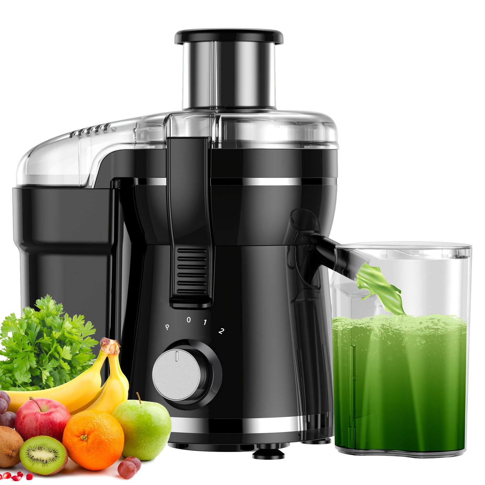 500W Centrifugal Juicer Machine with 3" Feed Chute, Dual Speeds, Stainless Steel, Dishwasher Safe, Detachable – Available in Green or Red