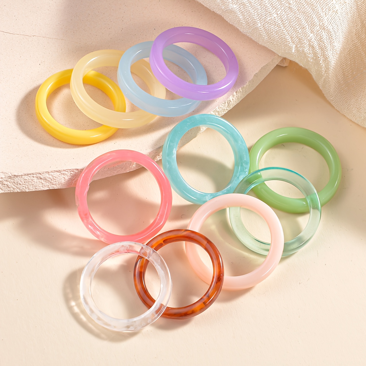 juego 11 anillos coloridos estilo vintage lindo material Temu El