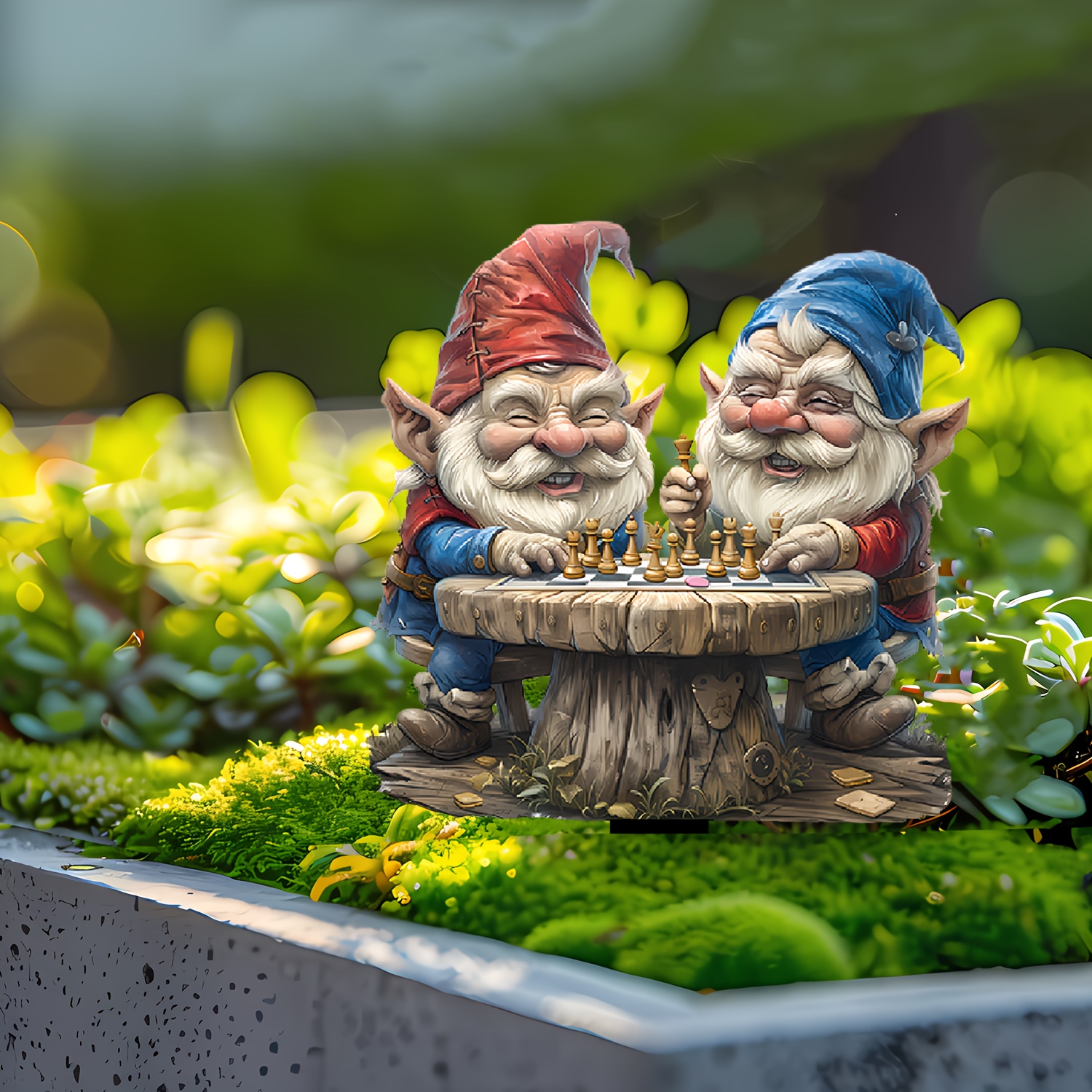 

Whimsical Gnome Chess Garden Stake - Durable Acrylic, Weather-resistant Outdoor Decor For Lawn, Patio & Backyard, Vibrant Colors, Realistic Design, Rustic Style (8x5.5 Inches)