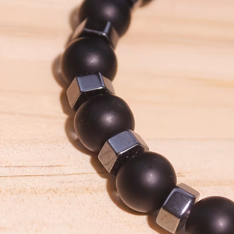 2pcs set black stone bead bracelet suitable for birthday anniversary gifts to boyfriend husband and christmas fathers day gifts Product details 3