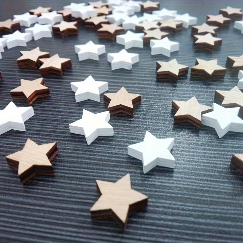 

50pcs & White Wooden Star Ornaments For Diy Crafts And Holiday Decorations, Wooden, Star Decorations, , Diy, Holiday Decor