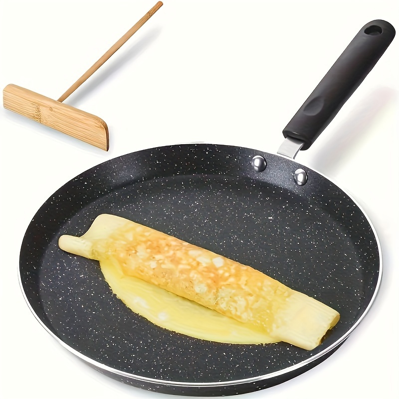 

Poêle Antiadhésive avec Applicateur - Poignée Résistante à la Chaleur, pour Pancakes, Œufs, Pizza et Tacos | Compatible avec Tous les Cuisinières | Ustensiles de Cuisine en Aluminium