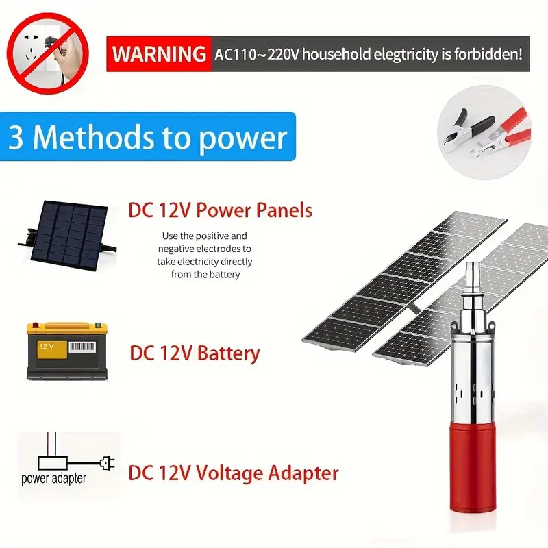 screw pump 12v 220w pump stainless steel 30 purpose suitable for farm irrigation garden pond water change for outdoor use with rv connection battery or solar panel details 1