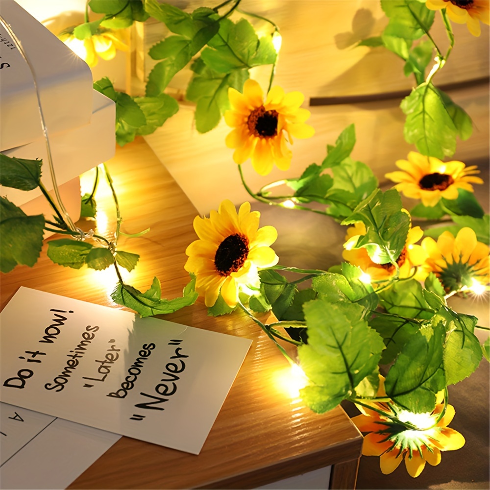 

1pc, Sunflowers Flower Vine Fairy Lights(2m/78.74in 20 Led), Battery Powered Not Included Batteries, For Office Decor, Birthday, Home Room, Bedroom Decor, Garden Decor, Yard Decor