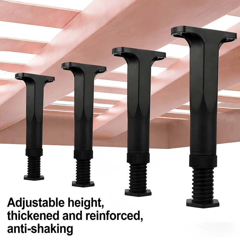 EgniFurn 4-Pack Adjustable Bed Frame Support Legs – Metal Center Slat Supports, 5.1-9 Inch Height, Holds 551 Lbs – For Beds, Sofas, Cabinets
