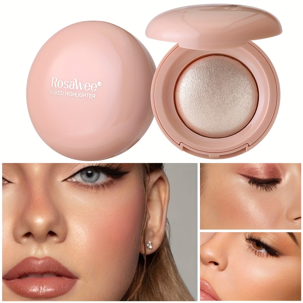 Monochrome Face Brightening Highlighter - 6 Colors, Lightweight Non-Greasy Glitter Powder with Subtle Shimmer, High Quality & Lightweight Formula for All Light Beige Tones, Ideal Valentine's Day Gift, Light Beige Brightening | Sleek Compact Design | High Quality Makeup