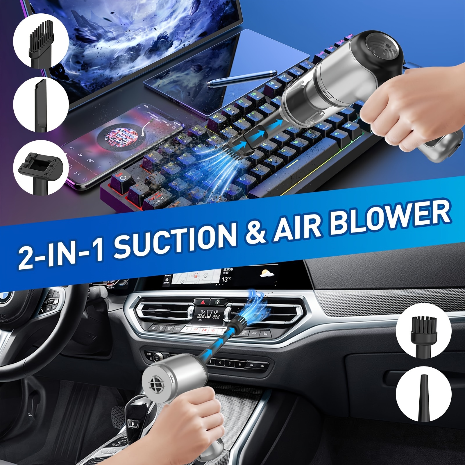 handheld car vacuum cleaner cordless with brushless motor 20000pa high power vacuum cleaner air duster 3 in 1 keyboard portable vacuum cleaner mini   cleaner for car home details 5