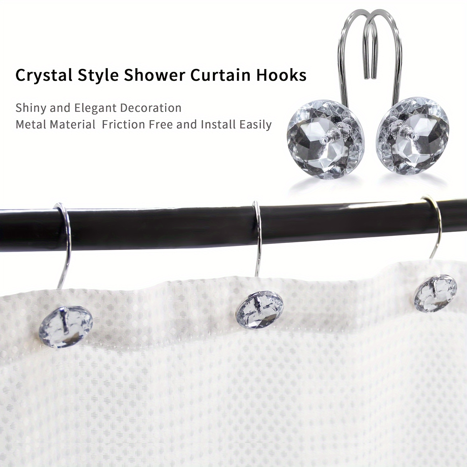 

12pcs Shower Curtain Sequins - Rustproof Steel, Decorative Round For Bathroom &