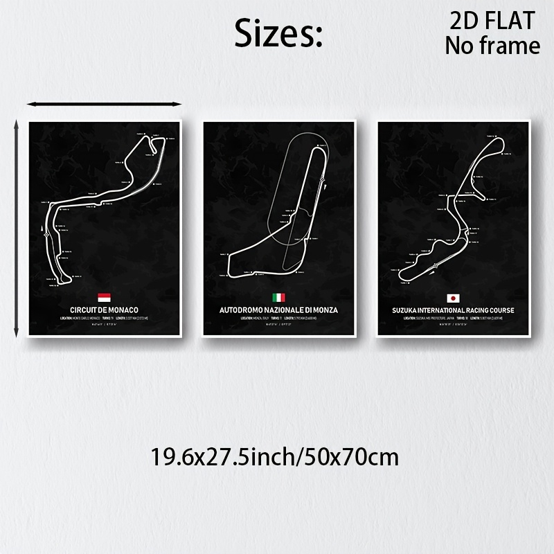 Image of 2d Flat, 2d Flat, 3pcs Frameless Modern Retro Abstract Minimalist Art, View Canvas Posters, Suitable For Racing Clubs, Homes, Bedrooms, Office Decor Murals As Gifts - Frameless