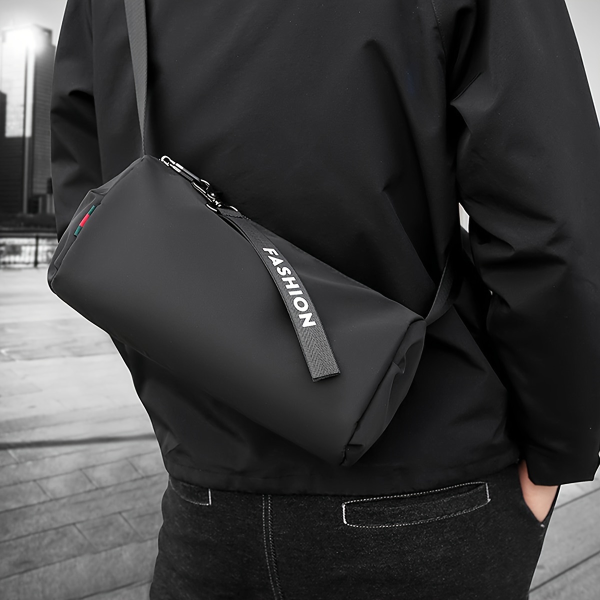 

1pc Men's Outdoor Sports Lightweight Sling Bag, Versatile Large Capacity Crossbody Bag, Ultra Thin Trendy Shoulder Bag