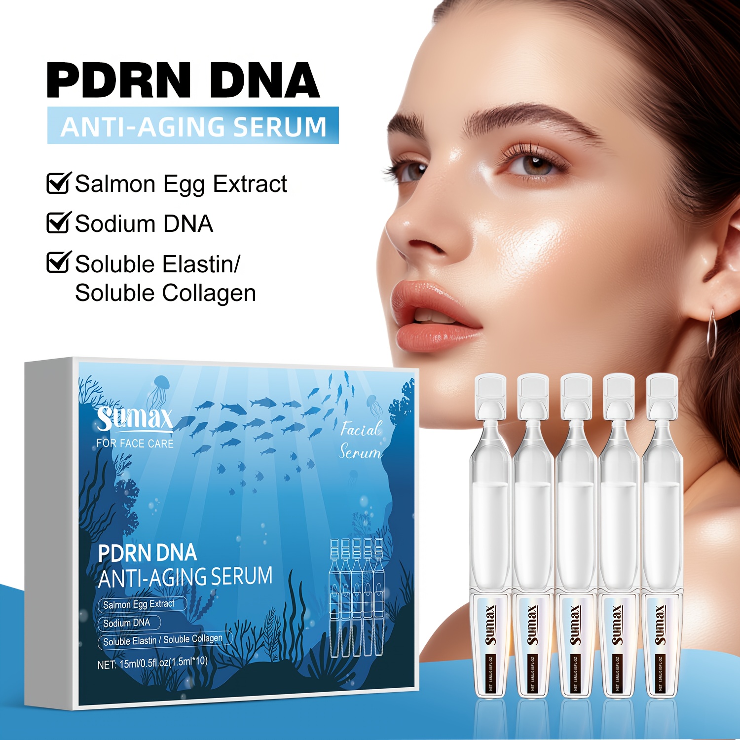 salmon dna one day serum collagen glutathione - Temu Oman
