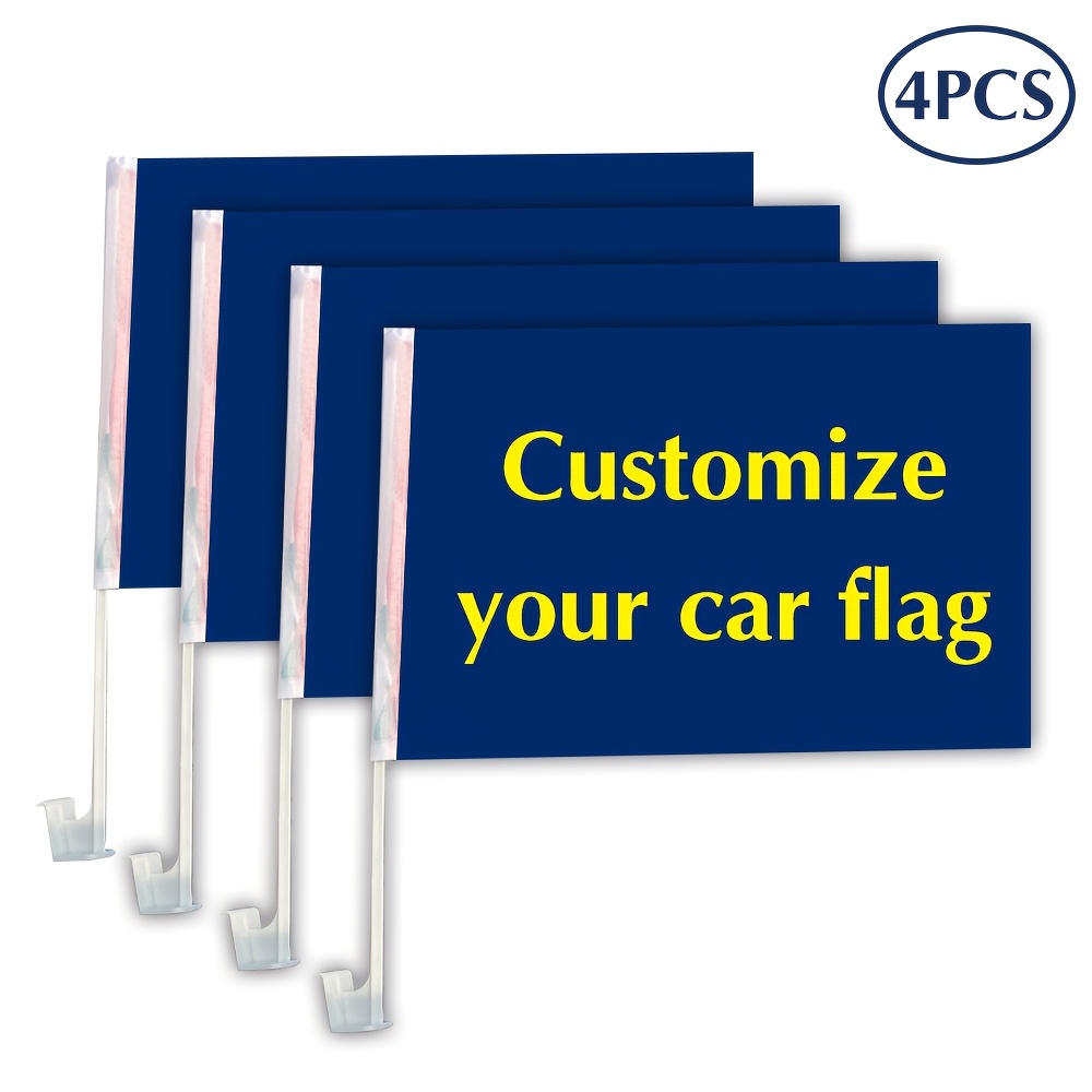 TEMU Customizable Polyester Car Flags In 2/4/8 Sizes, Featuring Personalized Images And Logos. 11.81x17.71 Inches With Flagpole, Versatile Car Window
