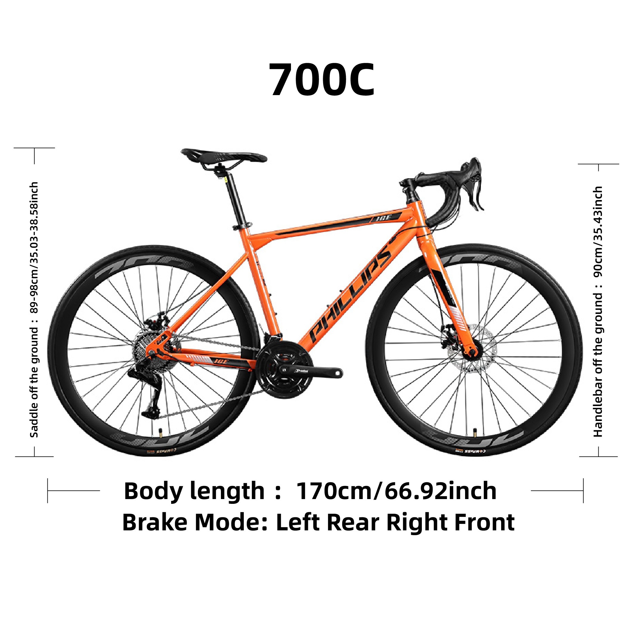 1pc PHILLIPS Classic Road Bike, 700C 24-Speed Lightweight Aluminum Wheels,  Adult Cycling Bicycle with Tool Kit, Ideal for Outdoor Sports Holiday Gif