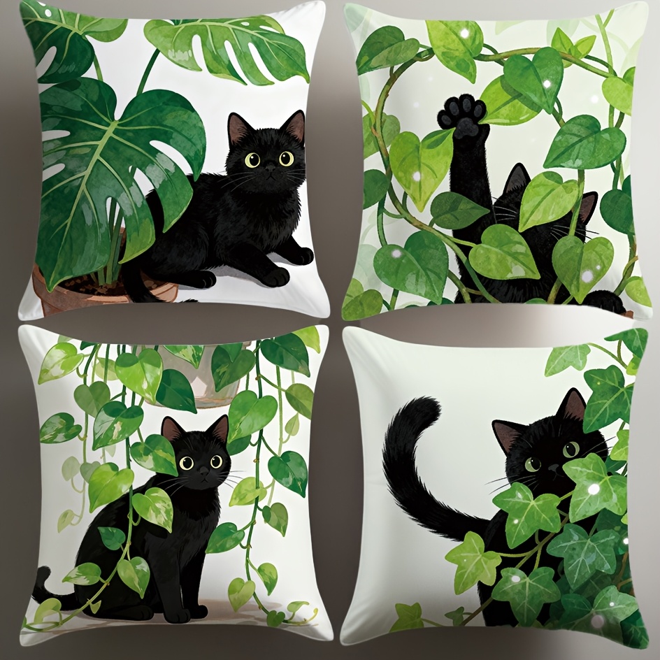 TEMU Set Federe Stile Moderno con Motivo e Pianta Verde, Dimensioni 17,72x17,72 Pollici, Lavabile a , Chiusura con Cerniera, per del Soggiorno, da