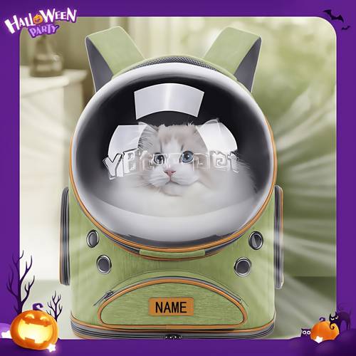 Personalized Space Capsule Cat Backpack - Durable Breathable with Large Capacity, Ventilation Mesh, Secure Zipper & Adjustable Shoulder Straps, Gear for Travel, , Cat Backpack Carrier, Adventure , Design, Sturdy Construction
