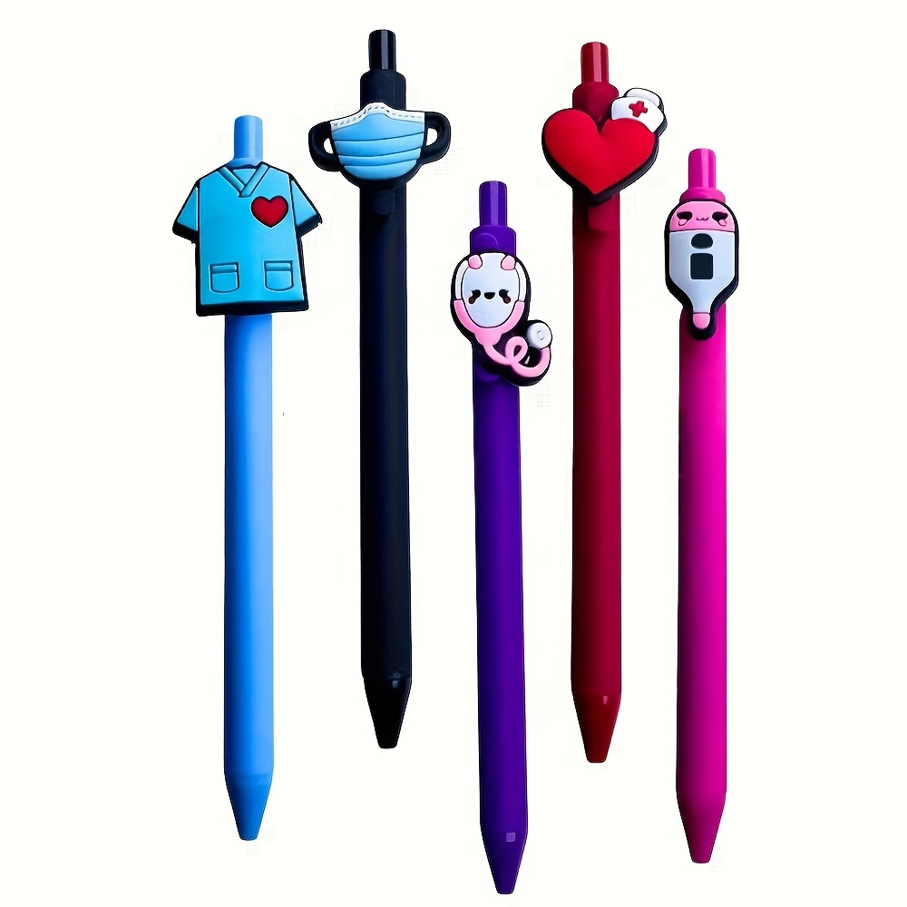 

5pcs Nurse Pens | Cute Nursing Pens Set In Bulk With Heart, Syringe | Nurses & Medical Assistant Badge Supplies, Gifts, Accessories For Work, Office Decorations, Nursing School