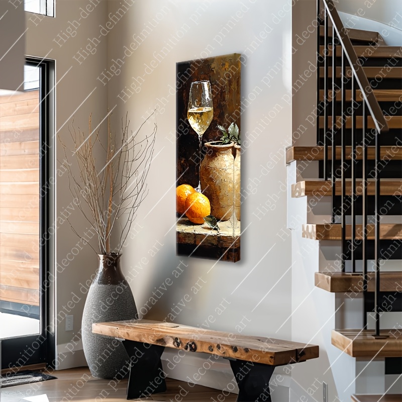 TEMU 2d Flat, 1pc, Long And Narrow Decorative Prints, Great For European Restaurant, Wine , Study Decor; Suitable As Wine Gathering Gift, 's Holiday