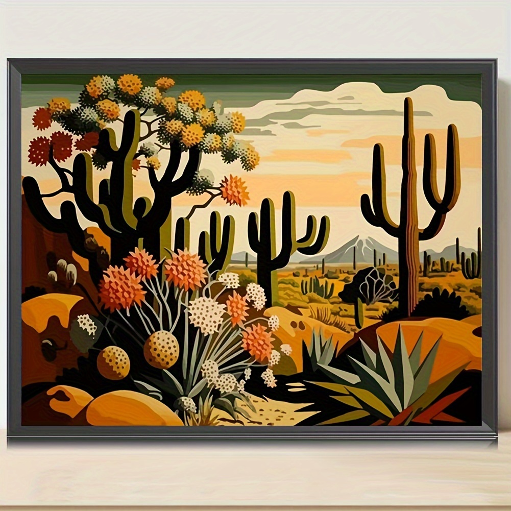 Paint By Numbers For Adults Cartoon Landscape Cacti And The - Temu
