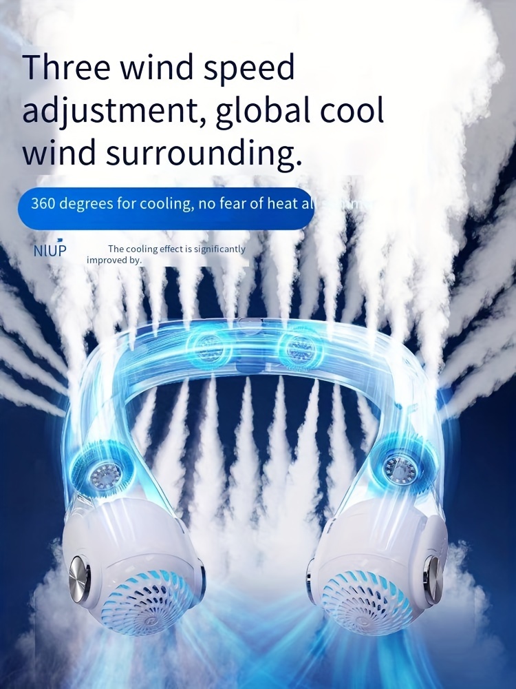 new hanging neck fan portable lazy person no leaf hanging neck electric fan usb charging model small   silent cooling mini air conditioner children student mini outdoor electric fan details 1