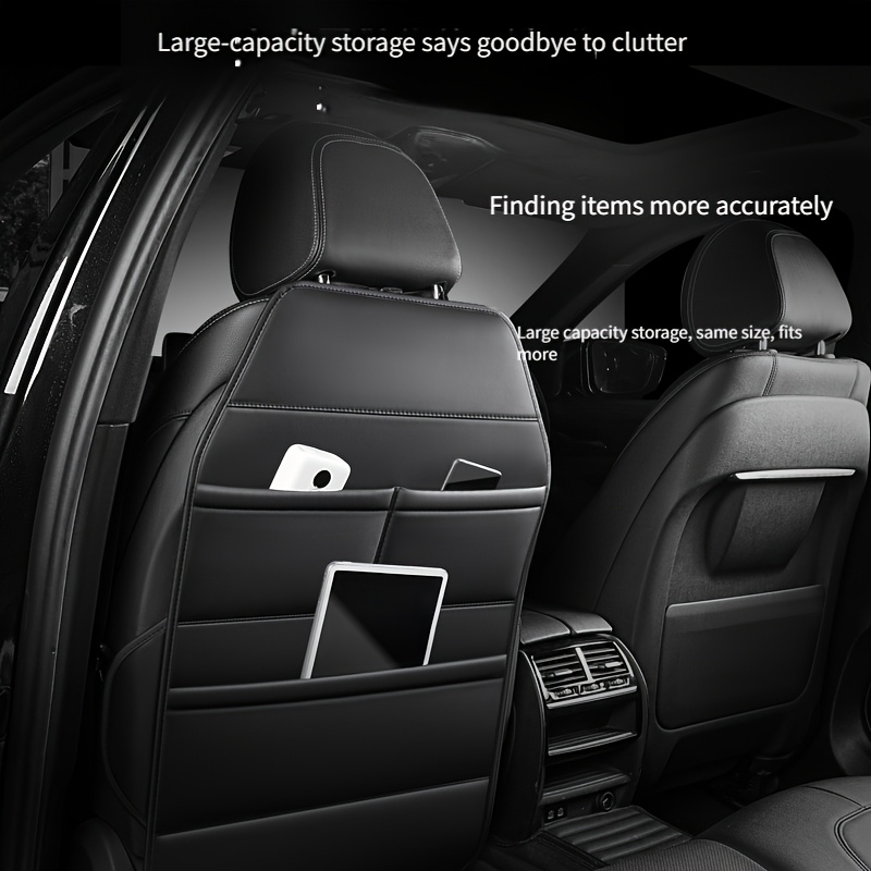Premium PU Leather Car Seat Kick Mat - All-Inclusive Rear Storage Organizer, Long Waterproof & Dirt-Proof Back Protector