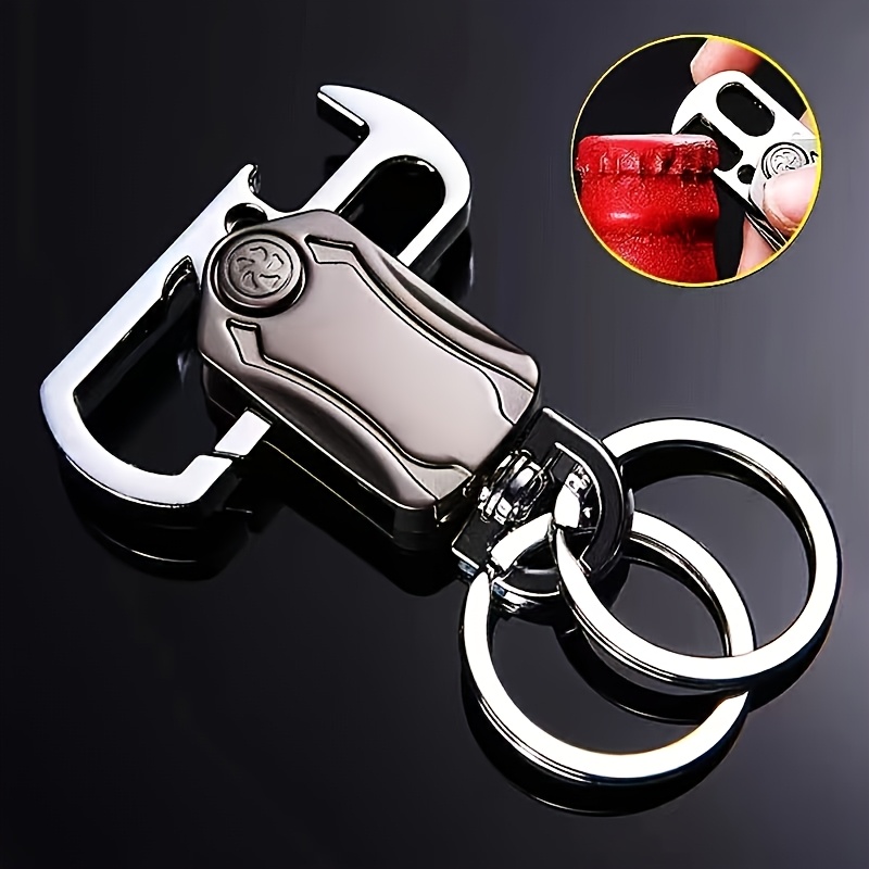 A Customizable Stainless Steel Snap Hook Keychain with Engraved Logo, Featuring Polyester Fiber, a Durable Unisex Key Ring with a Foldable Design, a Waist-hanging Car Key Holder Accessory with Self-Defined Text