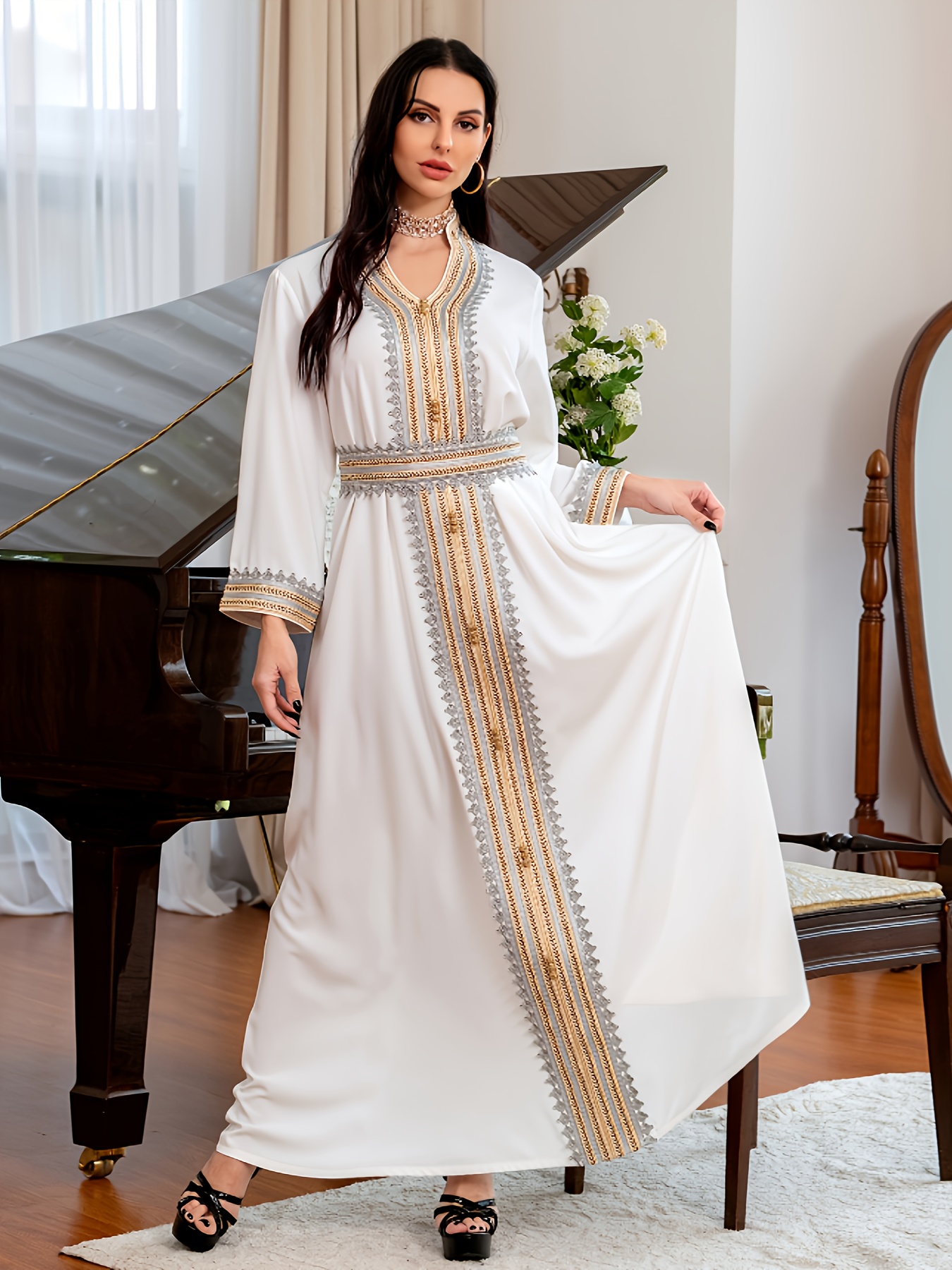 green emerald velvet dress Dubai Sage Green Muslim Evening Dress High Neck Women Wedding Party SS630 Sage Green / 14 main image 1