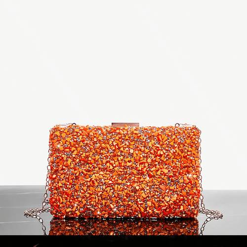 elegant sparkling evening handbag orange acrylic clutch luxurious gift box handbag womens handbag suitable for weddings parties balls and music festivals and weddings fashionable party accessory