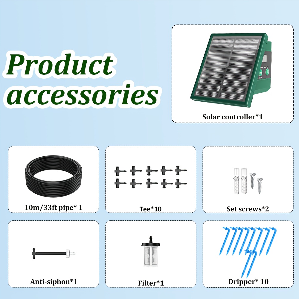E-shop Solare Bewässerungsanlage für den Garten, einfaches DIY-Automatik-Bewässerungsgerät mit Akku & komplettem Zubehör, IPX5 für Garten, Balkon,