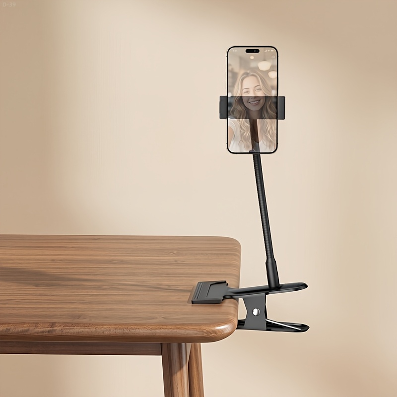 TEMU Desktop Phone Stand, Tube Support Multi-angle Adjustment, Clip-on Stand, Suitable For Desktop, Bedside, Wheelchair Handle Strong Clip Phone