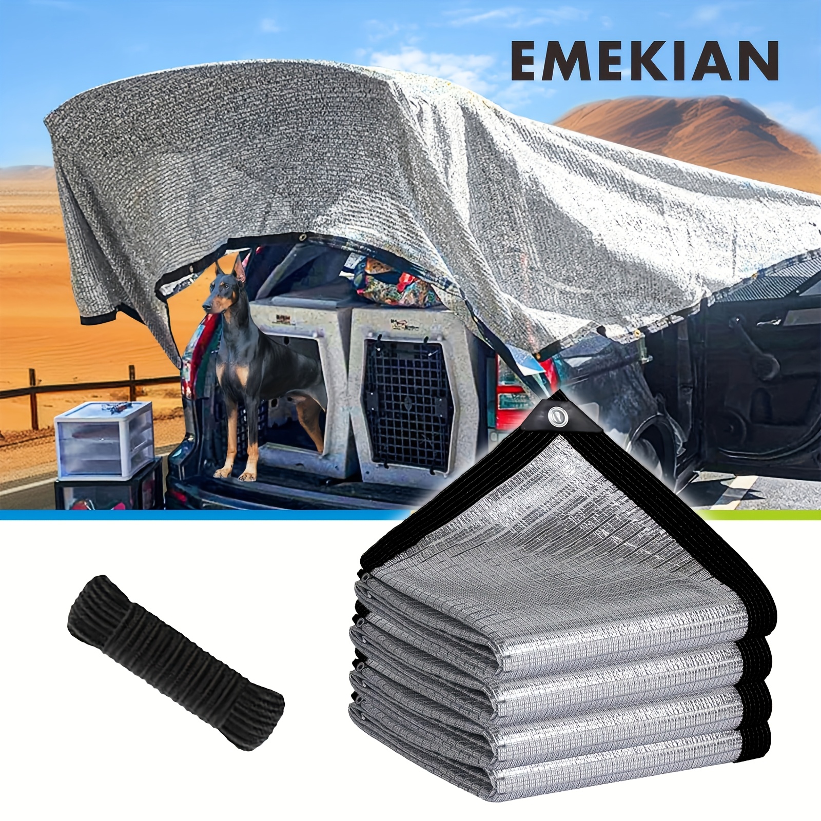 E-shop EMEKIAN Silberfarbenes Schattierungsnetz, Aluminiumfolien-Reflektionsnetz, Outdoor-Sonnenschutzgewebe, UV-beständig, einfach zu installieren mit