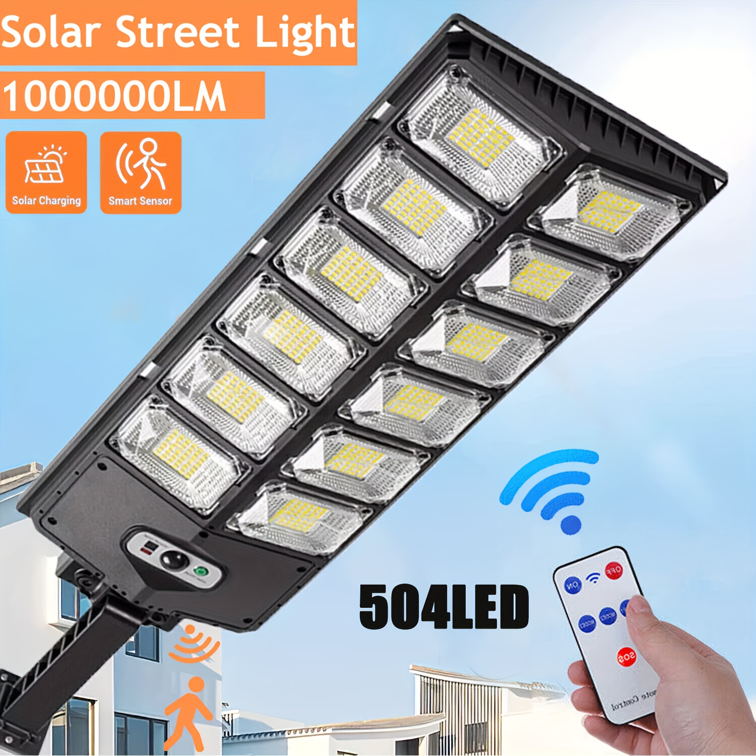 

1pc 1000000lm Outdoor Dusk To Dawn Solar Street Light Road Area Lamp
