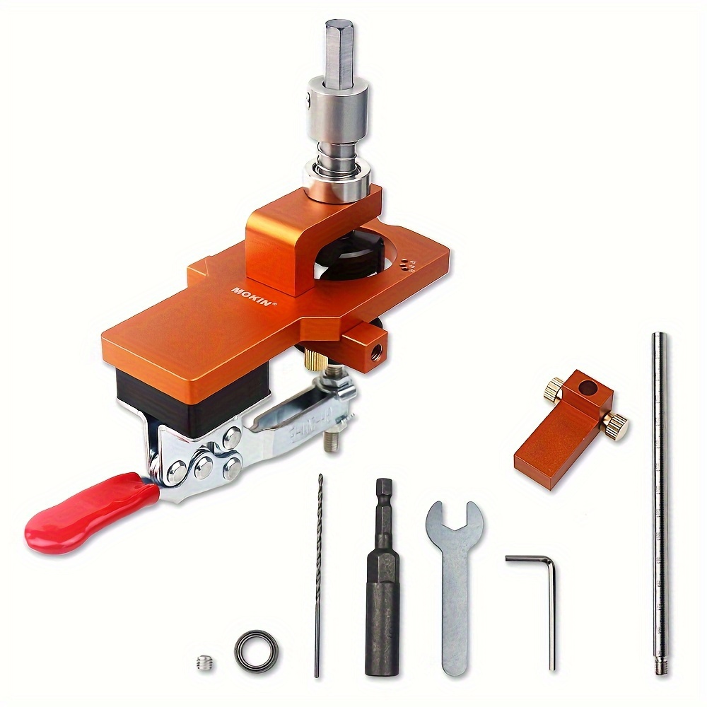 Mokin Concealed Hinge Jig Hole Opener Set, Woodworking Cabinet Door Drill Guide Locator, Adjustable Punch Tool Kit For Carpentry, Metal And Aluminum, Manual Operation, No Battery Required