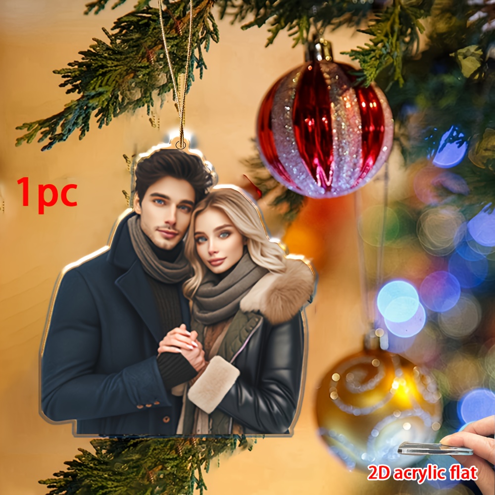 TEMU [2d Flat] [2d Flat] 1pc Or 3pcs Of Personalized Christmas Photo Pendants, Featuring 2d Acrylic Flat High-definition Printing With A Double-sided , Suitable For Home Decoration, Hanging On A Tree