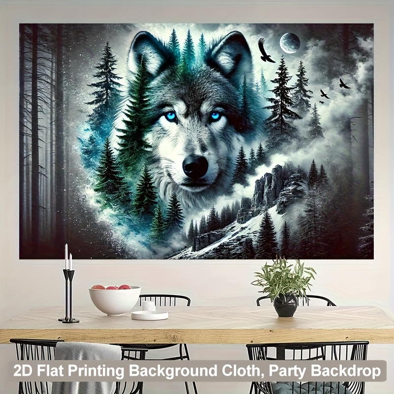 Wolf Tapestry Mysterious Forest Wall Decor For Living Room_voghion.com