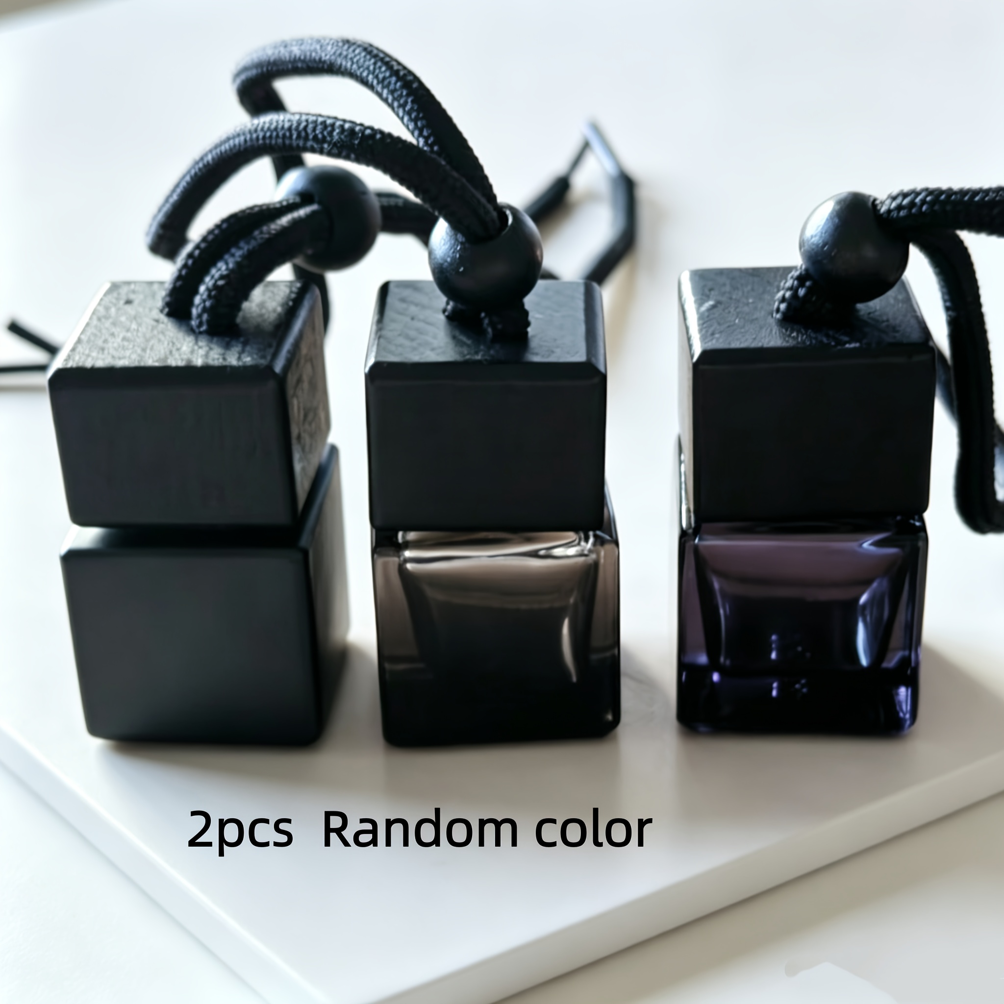 TEMU 2pcs Black Glass Perfume Is Bottled, Car Air Is Bottled, And A Reusable Perfume Is Packaged In Bottles. Of Car And Home Air Decorative Bottles