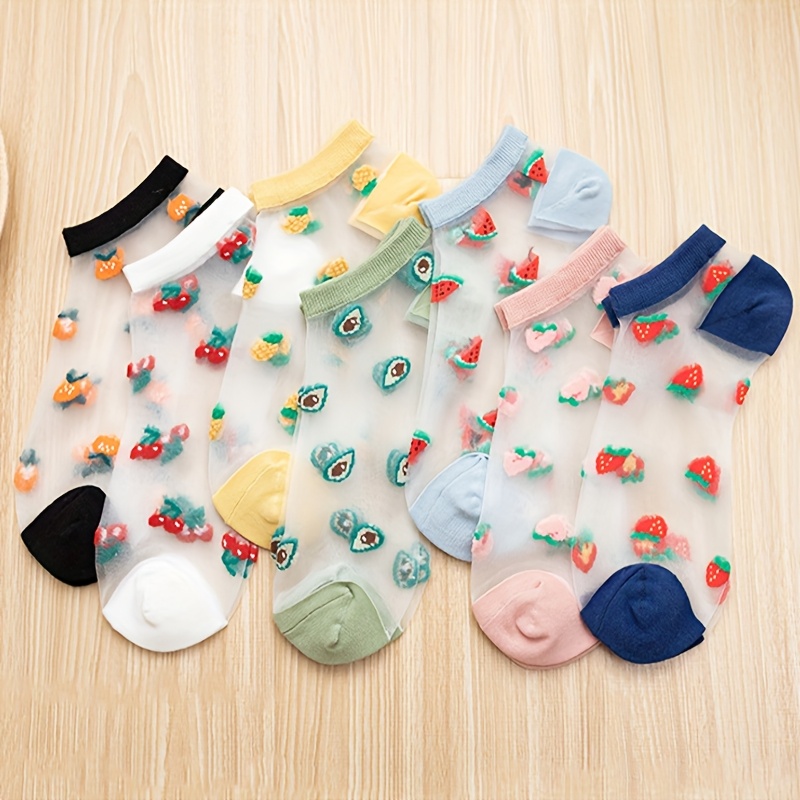 E-shop 7 Paar Frucht Kristall Dünne Bequeme Damen Kurze Socken Geeignet für den Täglichen Gebrauch