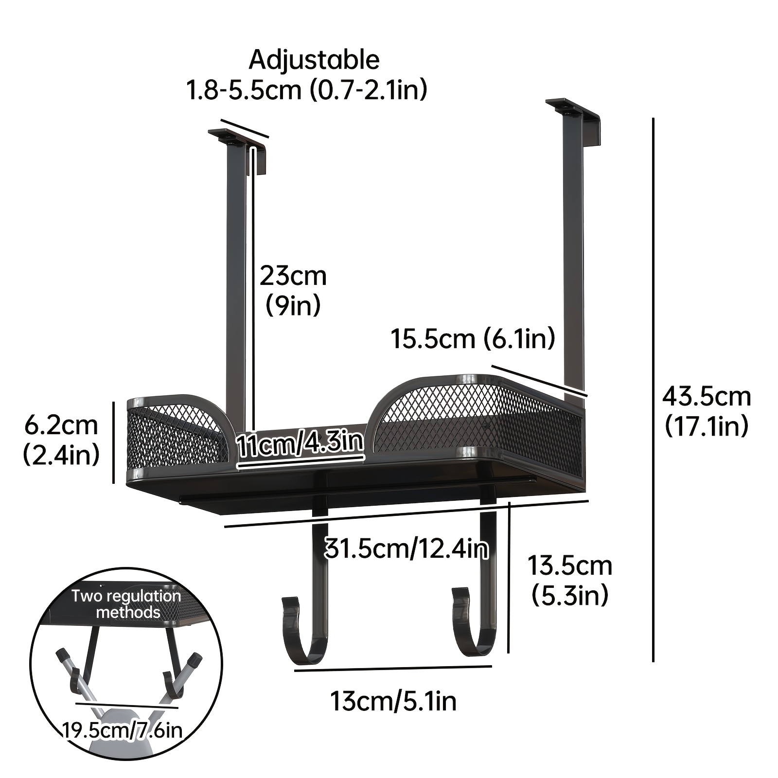 TEMU 1 support de rangement à suspendre de , perçage, pour planche à repasser et fer à repasser 2-en-1, petit espace de rangement pour salle de bain,