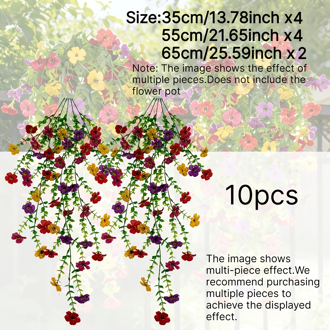 TEMU 10pcs Artificial High-quality Outdoor Mixed-color Pansy Wall Hanging - Outdoor Holiday Hanging Artificial Plants, Realistic Colorful Flowers,