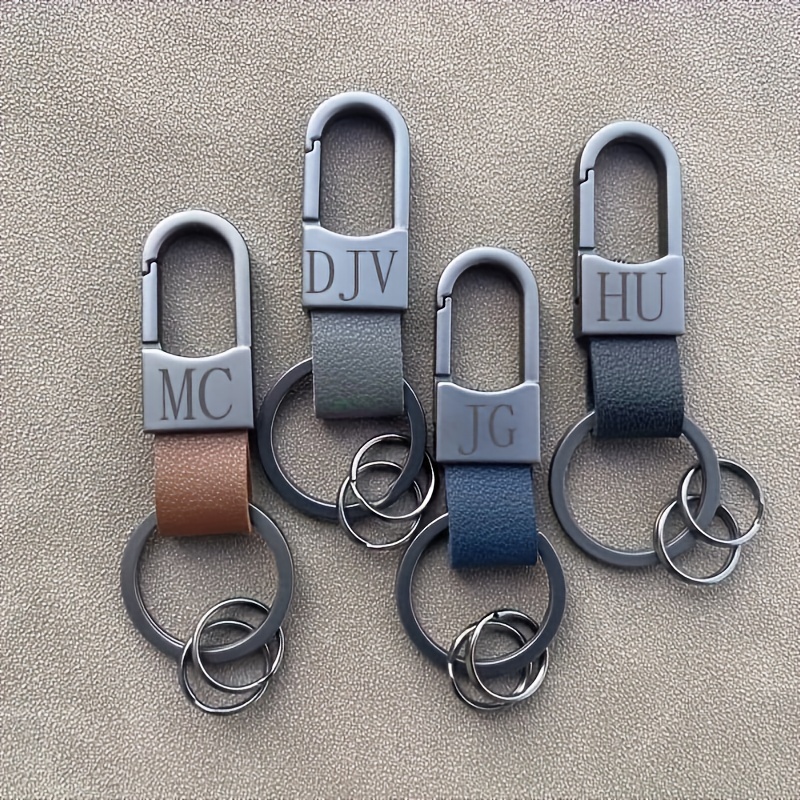 

Personalized Laser Engraved Monogram Keychain, Custom Pu Leather Keyring, Ideal Gift For Father's Day And Day - Pack Of 1